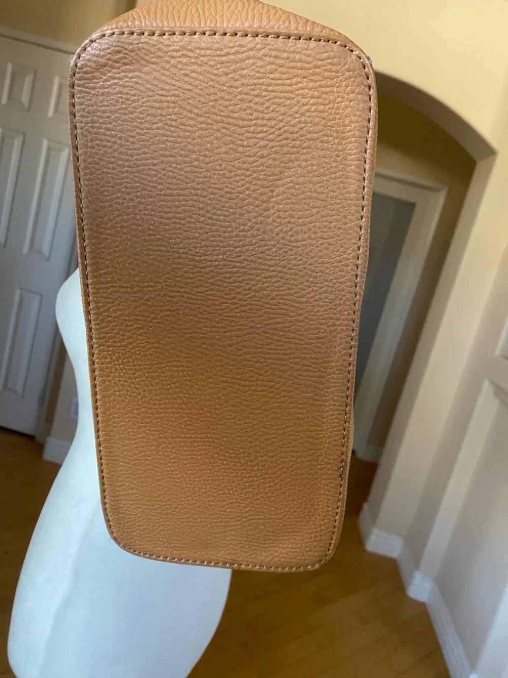 Cream Large Tote with Tan Braided Handles